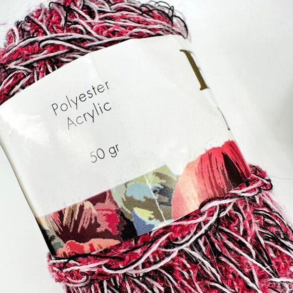 Festival Mix Fiber Yarn Pink White Black Lot (6) Multi Texture 50g Acrylic Blend - Picture 4 of 6